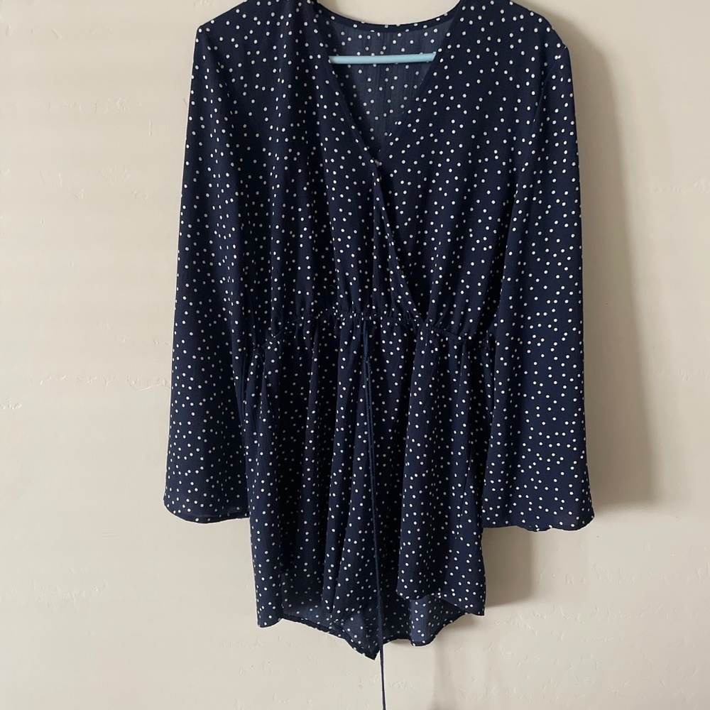 Silk blue and white romper